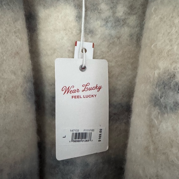 NWT Lucky Brand Women's Cream and Gray Fleece Jacket - Picture 3 of 4
